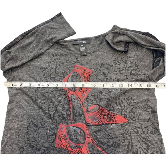 Style&co Blouse Top Womens Medium Petite Gray Polyester Snakeskin High-Low Hem - Picture 4 of 8